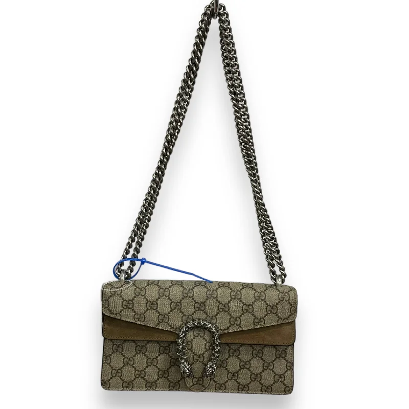 Women Gucci Sylvie bags with a monogram - embossed leatherCrossbody Luxury Designer By Gucci  Size: Medium